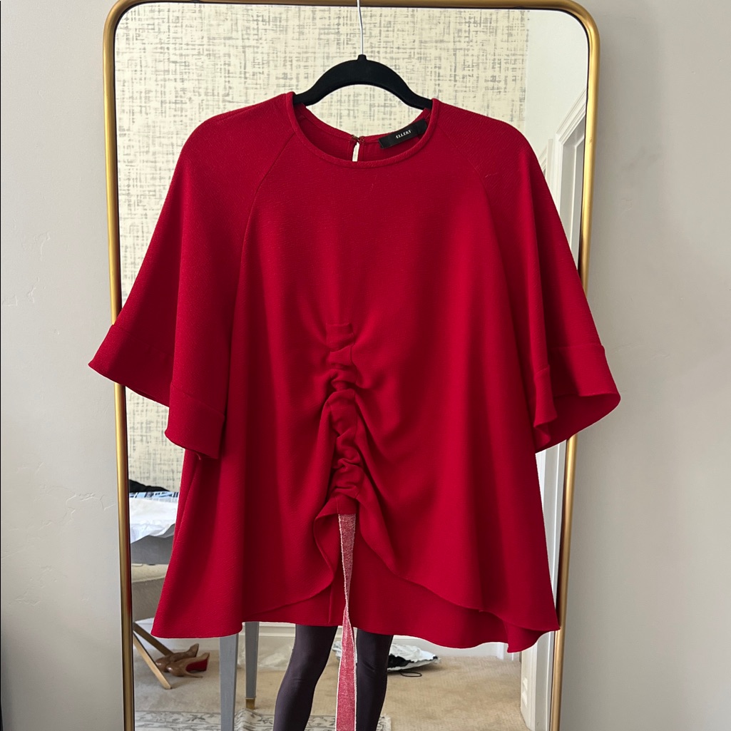 Ellery Vibrant Red Ruched Front Tunic